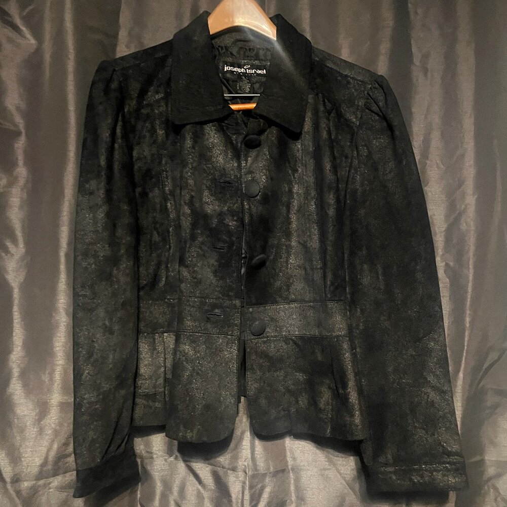 Joseph Israel Suede Black Metallic Jacket Size Large